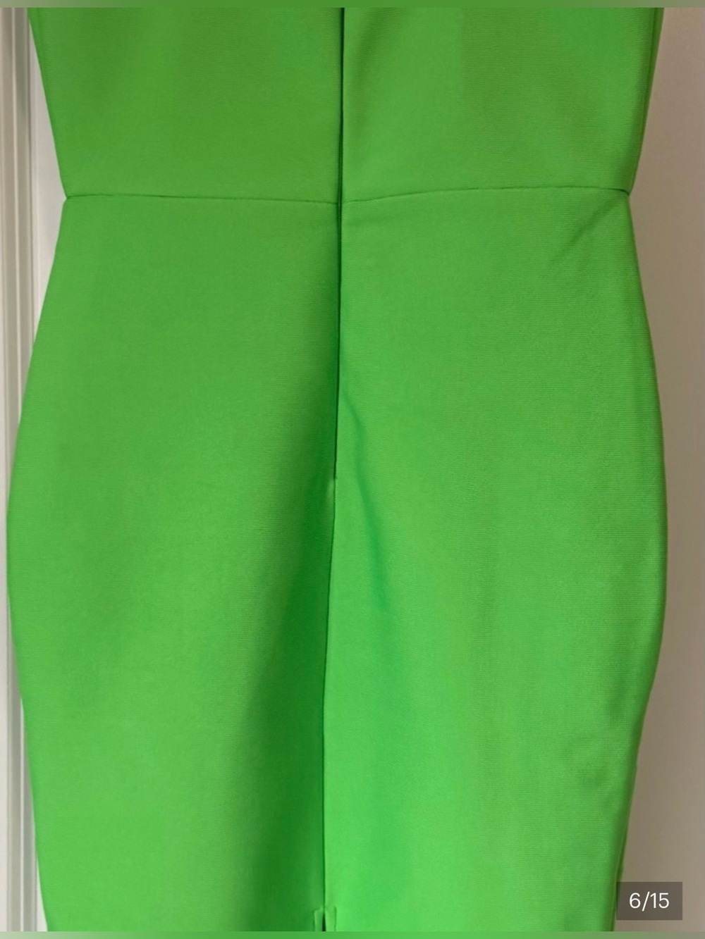Green Bodycon Midi Dress - Sleek Women's Spaghetti Strap Dress - Picture 4 of 4